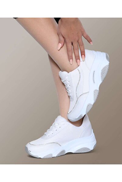 AĞCA Γυναικεία άνετα αθλητικά παπούτσια με ψηλή σόλα με κορδόνια casual sneakers