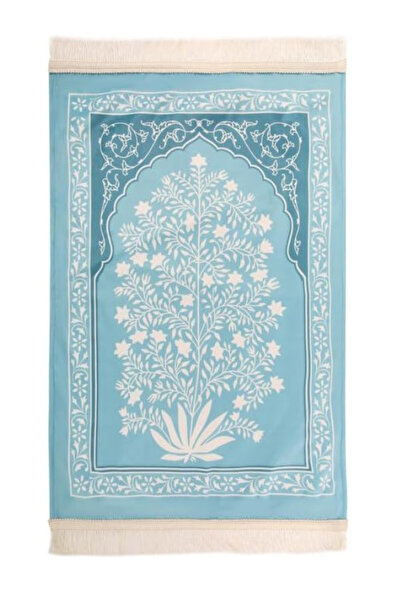 Generic Matix Velvet Prayer Rug with Carry Bag, Soft Velvet, Light Blue, 68×117 cm
