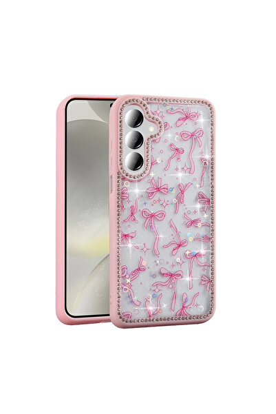 UnDePlus Samsung Galaxy A55 Kılıf Taşlı ve Simli Tasarım Azra Kapak