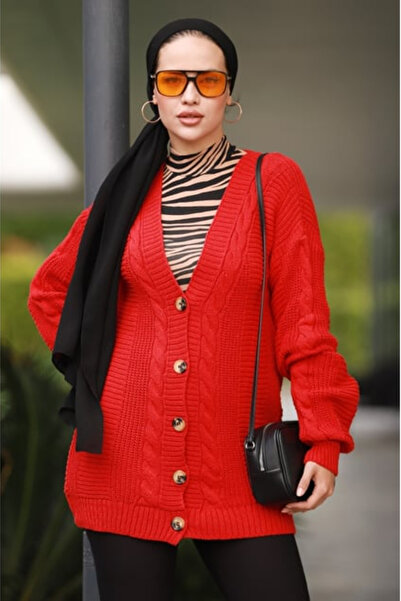 H&E LUXURY DESIGN “Women's V-Neck Buttoned Soft Textured Oversized Knitwear Cardigan”