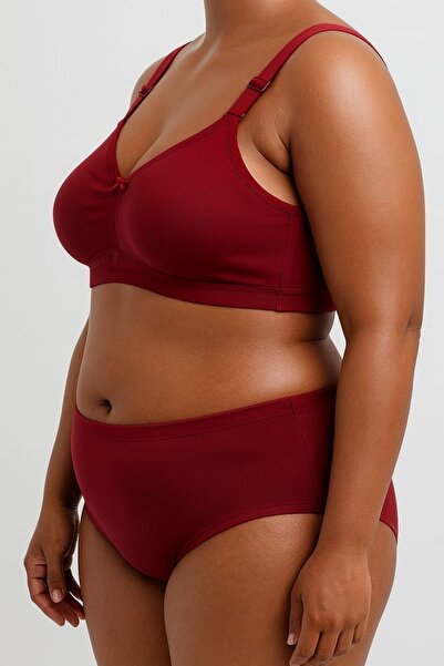 enmodaiçgiyim Sutien Bordeaux Mărime Plus C Cup fără cusături Fără sârmă Fără burete efect modelator Bretele late - Nu lăsa urme