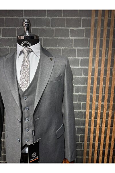 Dupont Filafil Kırlangıç Yaka Viscon Yelekli Takım Elbise