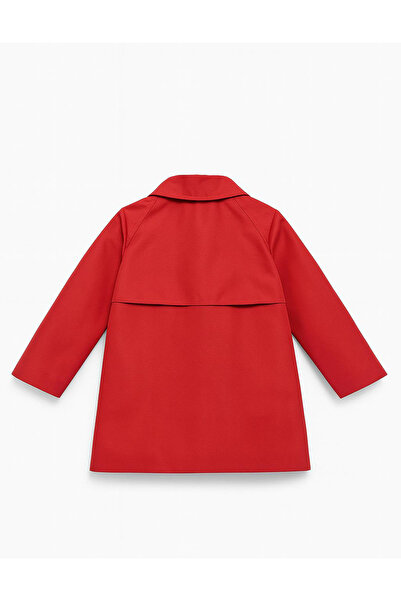 Emsun Kız Bebek Gabardin Kumaş Kırmızı Trençkot