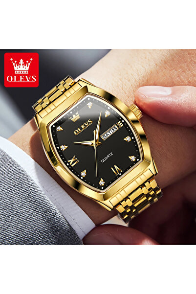 OLEVS Ανδρικό Ρολόι Quartz Αναλογικό Κομψό Επαγγελματικό Μοντέρνο Ατσάλι Χρυσό