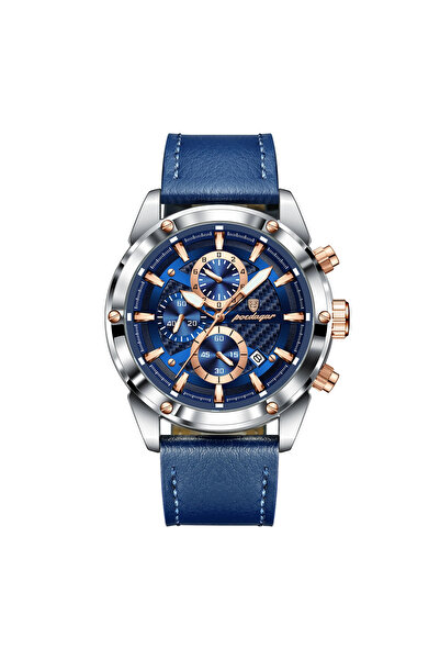 POEDAGAR Ceas bărbătesc elegant cu ace luminoase, cronograf cu dată automată, calendar, piele