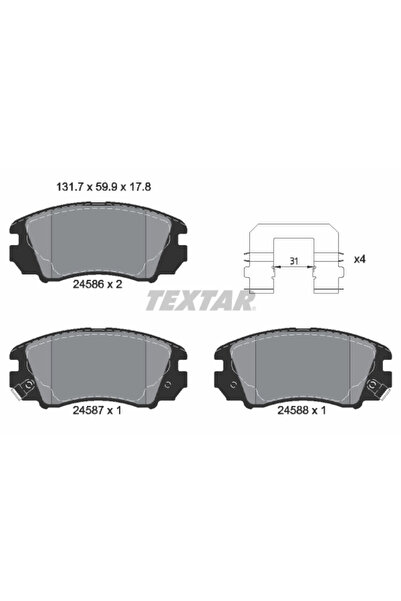 TEXTAR Set Placute Frana Frana Disc Hyundai Sonata 4/Sonata 5 Kia Magentis 1/...