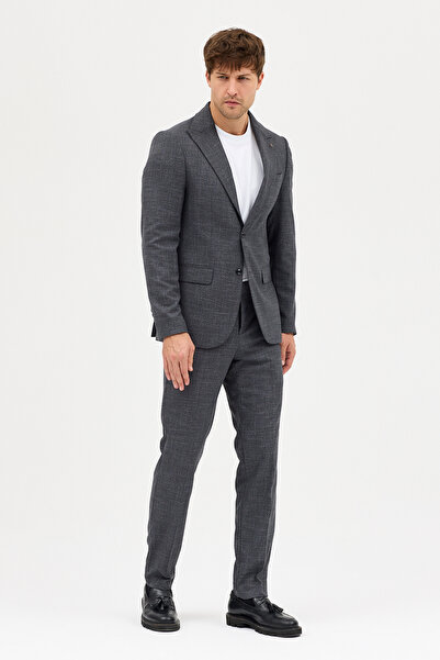 Frappoli بدلة رجالية من قماش بولي فيسكون باللونين الأسود والرمادي من أرثر للربيع والصيف S قصة ضيقة مكونة من قطعتين