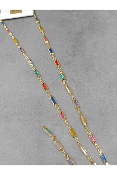 stainless steell RENKLİ DİKDÖRTGEN TAŞLI UZUN KOLYE