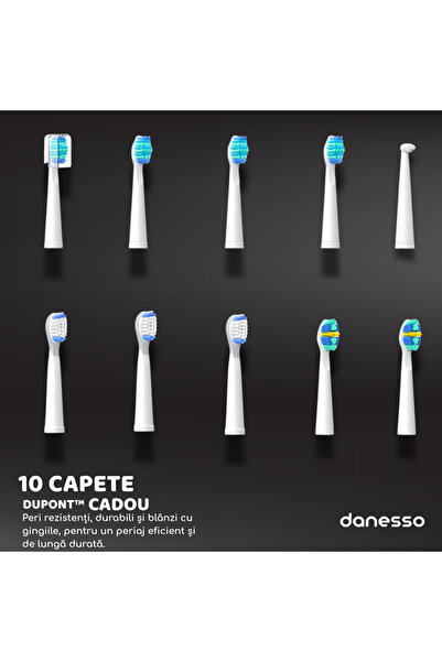 DANESSO Sonic electric toothbrush, Danesso®, For adults and children, 40,000 pulsations, 10 heads included
