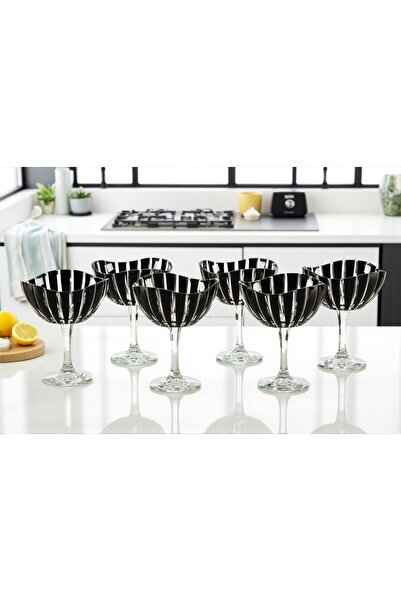 milenyumsanat Siyah Kesim Cam Tatlı Kaseleri - Zarif Türk Servis Takımı, 6'lı...