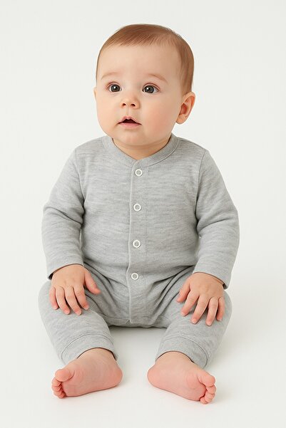 dinamik çocuk Newborn Baby Solid Color Unisex Baby Jumpsuit with Snap Fasteners 100% Cotton Flexible 1-3-6Months