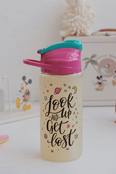 Renga Falcon Look up Patterned 500 ml Tritan Children's Water Bottle with Straw 912037 Fuchsia
