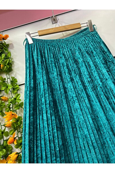 edu collection Velvet Midi Skirt with Lining