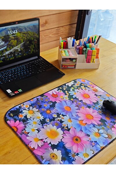 sgeteknoloji Sge Technology 55X45 cm Colorful Daisies Anti-Slip Base Speed Surface Gamer Mouse Pad Gaming Pad