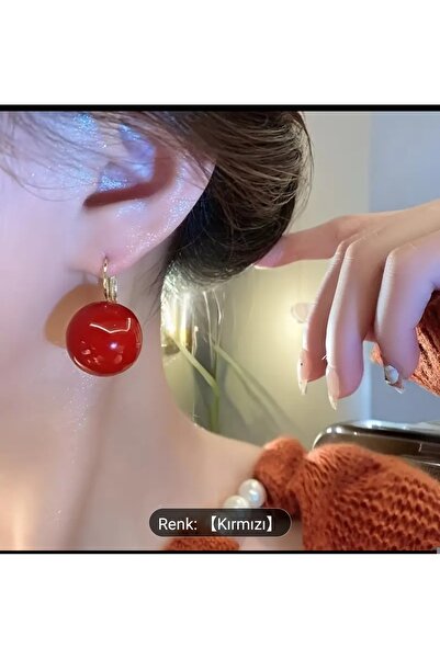 ORGANICYOU YIWUSHI Vintage Boho Tarzı Kırmızı Reçine Küpe, Moda Demir Kulak İğnesi, Tüm Mevsimler İçin