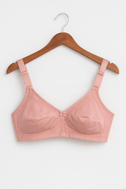 enmodaiçgiyim Powder Color Large Size C Cup Stitch-Free Without Underwire Without Sponge Shaping / Sculpting Wide Strap Bra-No Trace