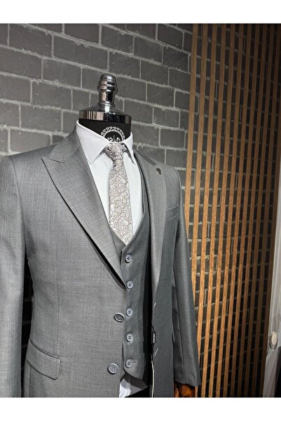 Dupont Filafil Kırlangıç Yaka Viscon Yelekli Takım Elbise