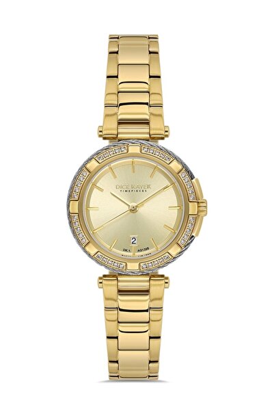 Dice Kayek Dk.1.Ag1398.04 Calendar Steel Case 5 Atm Water Resistant Gold Color Women's Wristwatch