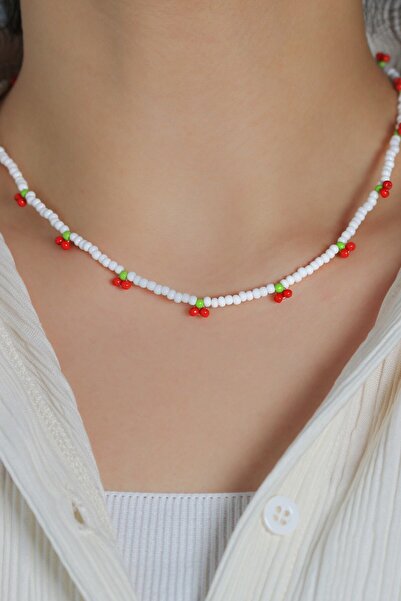 DenEs Life Ka-009 Jablonex Sand Bead Cherry Necklace - Handmade