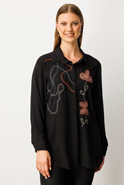 Mi Pret a Porter Mi Önü Nakışlı Gömlek