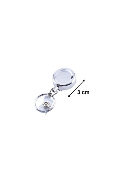 hiçdurmaal Metal Gövdeli Metal İpli Yaka Kartı İçin 3 Cm Yoyo Anahtarlık 1 Adet