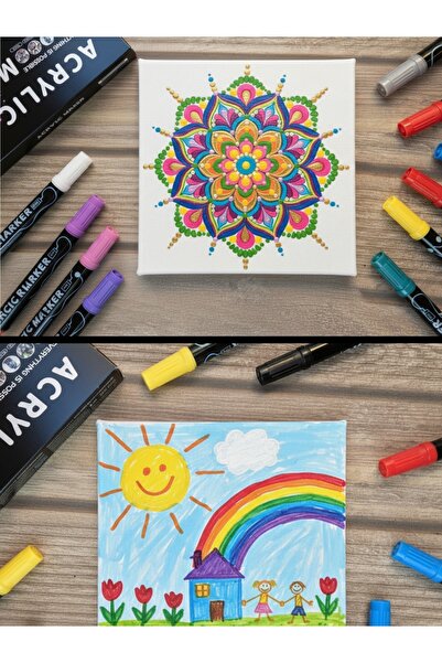 SYArts Water Based Double Tip Acrylic Paint Pen (Marker) Set 12 Colors (Wood, Glass, Stone, Canvas Etc.)