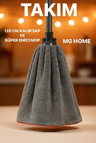 MG HOME GRİ EMİCİ MOP TEMİZLİK SETİ MİKROFİBER MOP + SOPA METAL SAP TOPLAM 2 ...