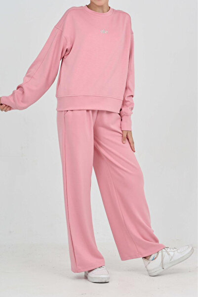 MODANINO Girl's Wide Leg Pants - Double Face Fabric Bottom-Top Set 12313