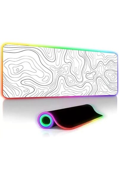 Other K R M RGB Gaming Mouse Pad, 30×80 cm, Rubber Anti-Slip Base, Stitched Edges, Smooth Fabric (LED Gam