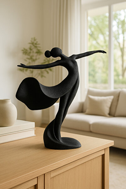 3dlab Modern Siyah Balerin Heykel – Modern Sanatsal Dekoratif Figür, Zarif Salon ve Ev Dekoru Objesi