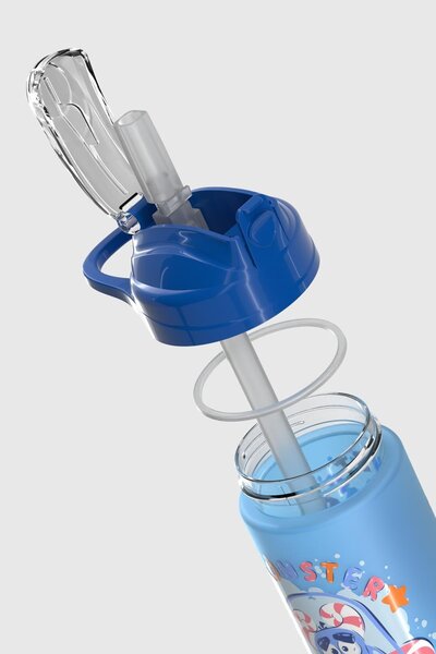 Renga Falcon Monster Patterned 500 ml Matte Tritan Children's Water Bottle with Straw 912037 Blue