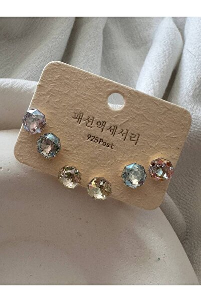 Esmeray Aksesuar Vip Seri Gold Renk 925 K Gümüş Kaplama Zirkon Renkli Taşlı 6...