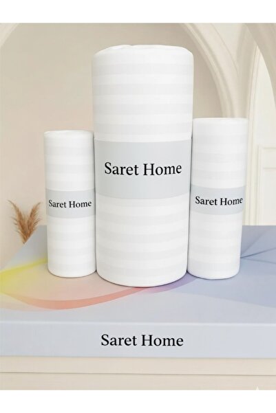 Saret Home Cotton Satin Double Fitted Sheet Set, Hotel Type with Pillowcases,