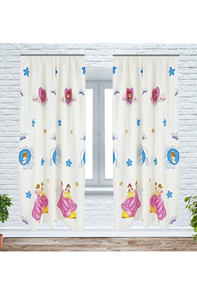 OEM Set of 2 curtains with drapes, 2x140x180 cm, princess pattern, multicolor