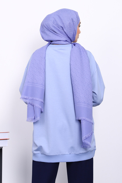 İmajButik Φούτερ λιλά με λαιμόκοψη και πέτρα Modal