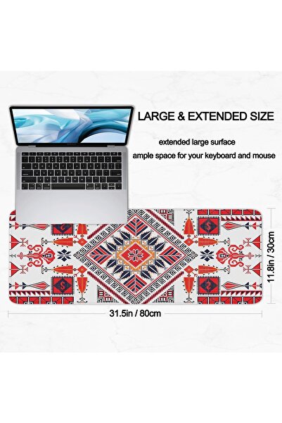 SAGREENY Retro Extended Mouse Pad 800×300×3mm - Large Red & White Desk/Gaming...