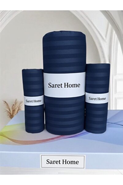 Saret Home Cotton Satin Double Fitted Sheet Set, Hotel Type with Pillowcases,