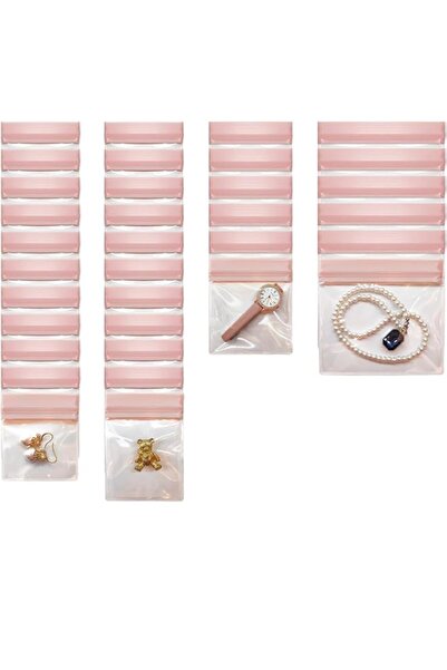 Generic مجموعة من 30 كيس مجوهرات صغير بسحاب، أكياس بلاستيكية شفافة مقاومة للتشويه للحلقات والأقراط والقلادات