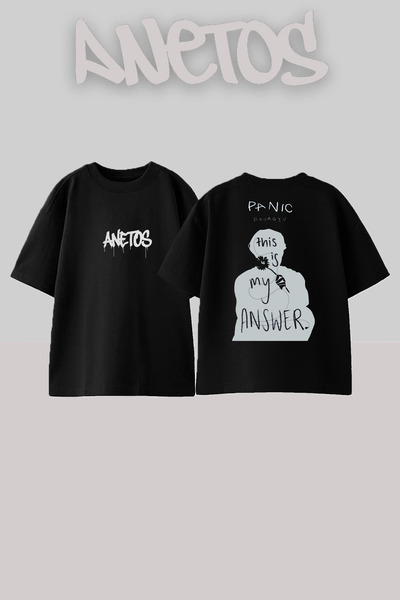 Anetos Txt 4 Design Back Printed Cotton Black Oversized T-Shirt