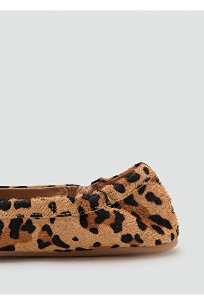 MANGO Woman Leopar desenli deri makosen ayakkabı