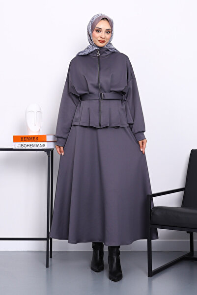 İmajButik Smoked Waist Detailed Jacket Skirted Scuba Suit