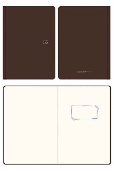 Matt Notebook Youna 2026 A5 Дневник 15x21 cm - 12 месеца - Вертикален дизайн – Кафяв