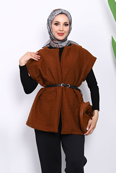 İmajButik Brown Orchid Vest with Waist Belt