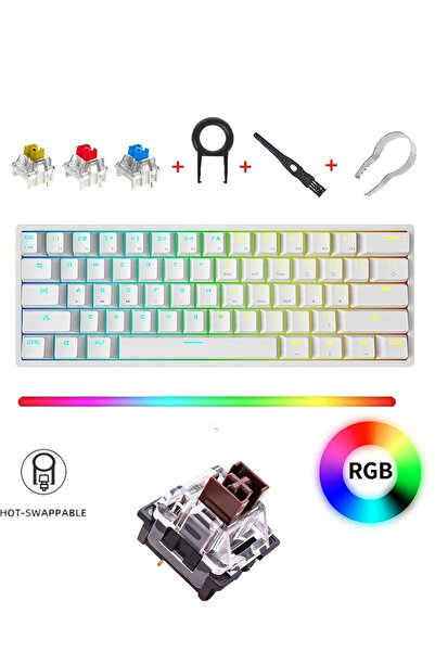 Leaven K-620 Ayrılabilir Type-C Kablolu Brown Switch Hot Swap Mekanik Klavye