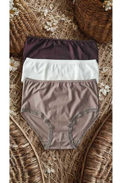 minecidem Kadın Büyük Beden Battal 3XL Esnek Penye Külot 3 Lü Paket