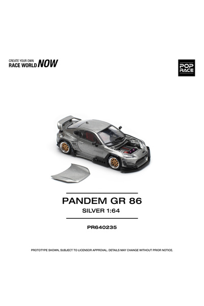 pop race 1 :64 Pandem GR86 Silver – Açılabilir Kaputlu Metal Diecast Model Ar...