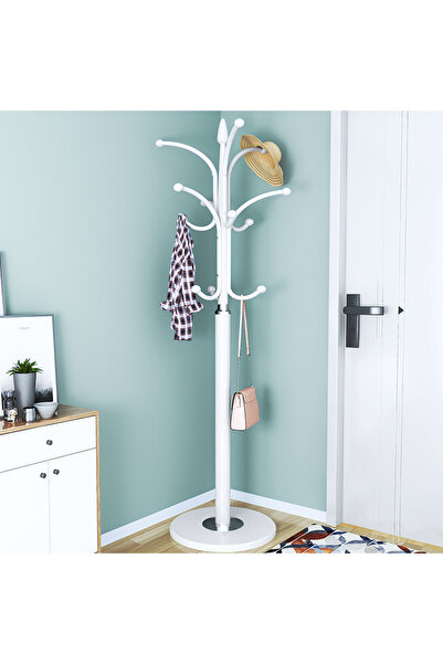Un Stylish metal coat rack with fixed base and 12 hooks - modern and practical design