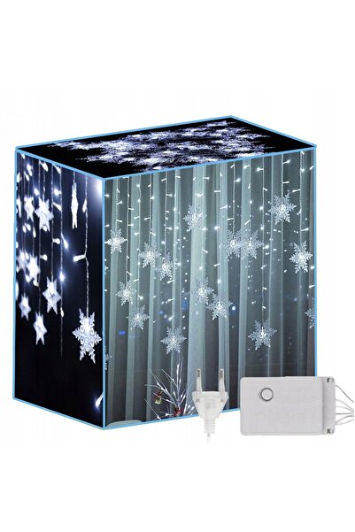 Other 3,5M KURTYNA ŚWIETLNA ŚNIEŻYNKI LED LAMPKI ŚWIĄTECZNA GIRLANDA ZIMNA