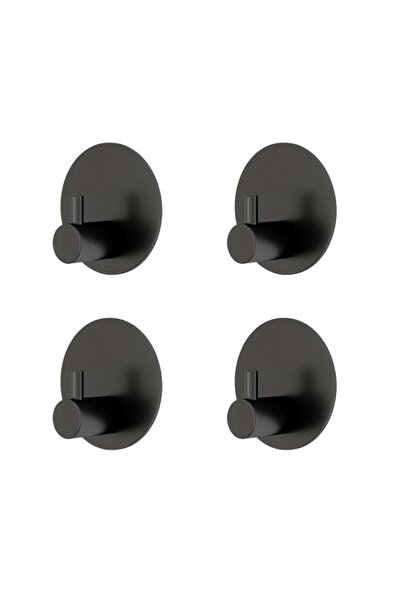 Generic JS No Drill Black Wall Hooks Adhesive Heavy Duty New Model 2025 4 Pack - Stainless Steel Super Stic