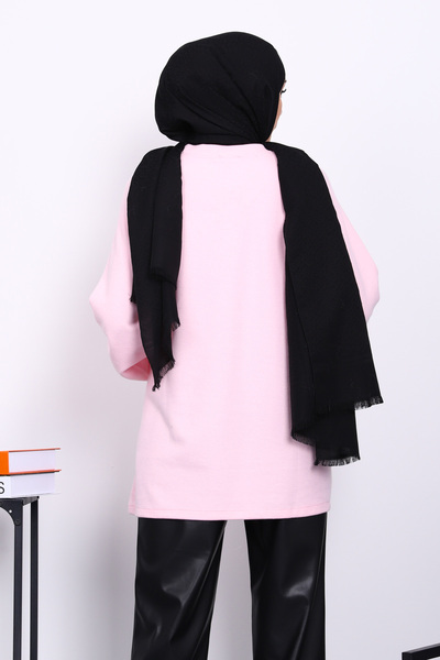 İmajButik Pembe Yandan Şallı Fitilli Tunik